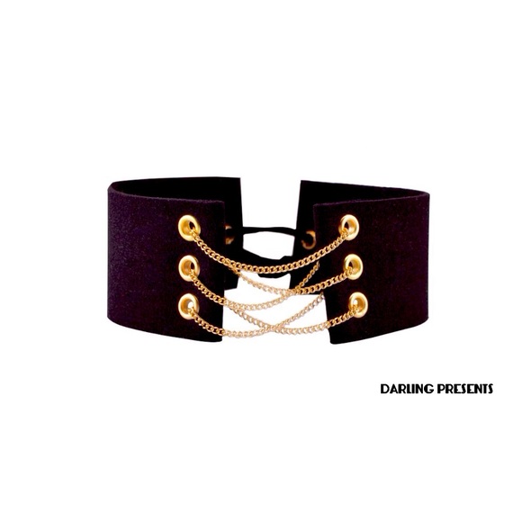 Gold Chain Choker Necklace Women Color Black - Picture 2 of 3
